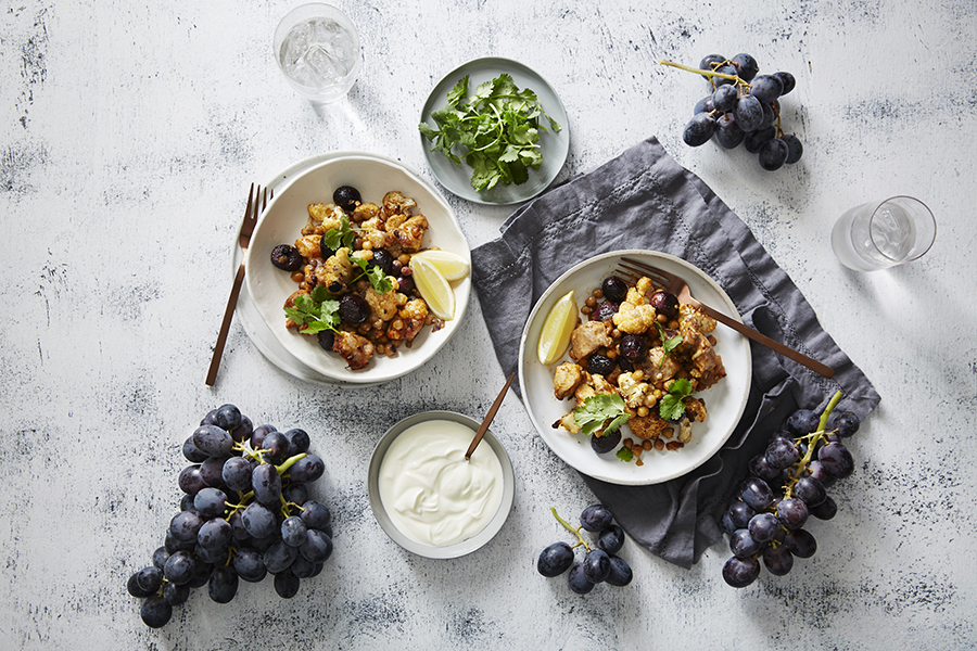 Moroccan Spiced Chicken with Black Grapes, Roasted Cauliflower and ...